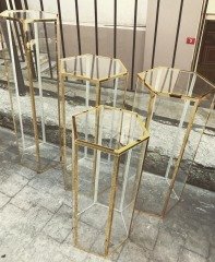 PLEKSİ ALTIGEN STAND SEFFAF 5 Lİ