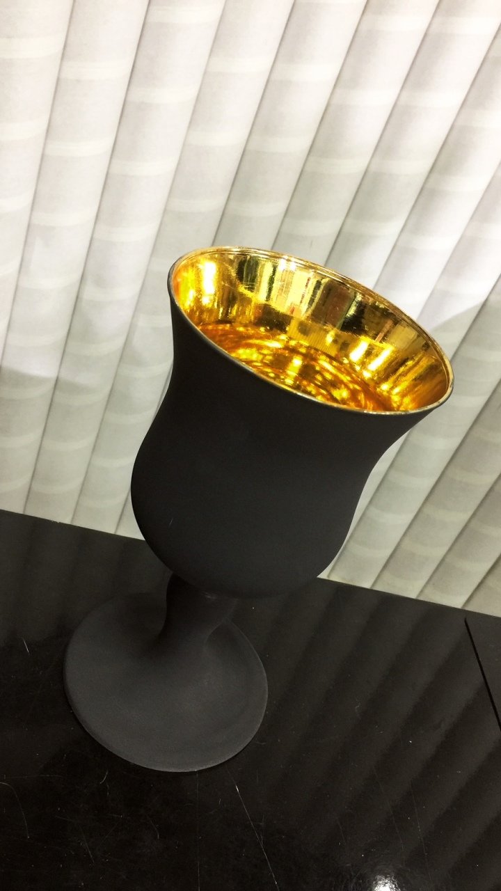 SİYAH GOLD 22 CM CAM VAZO